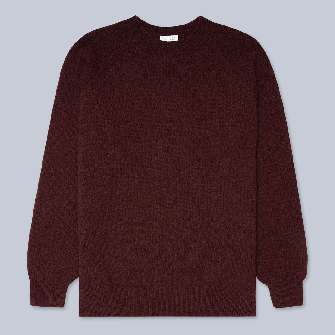 Burgundy Lambswool Crewneck Sweater