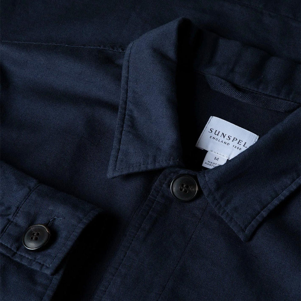 Navy Cotton Linen Twin Pocket Jacket