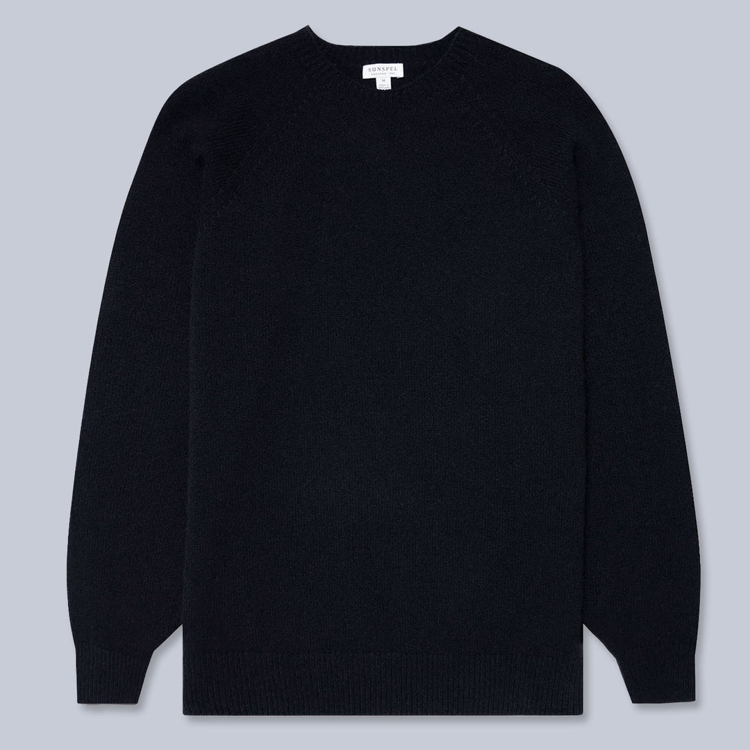 Dark Navy Lambswool Crewneck Sweater