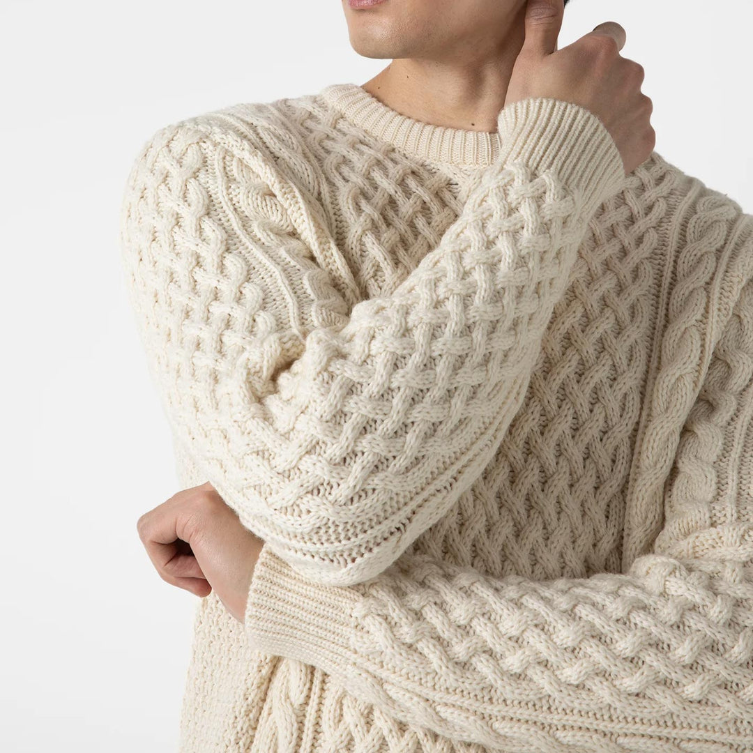 Ecru Merino Cable Knitted Sweater