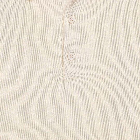 Ecru Short Sleeve Fine Texture Polo Shirt