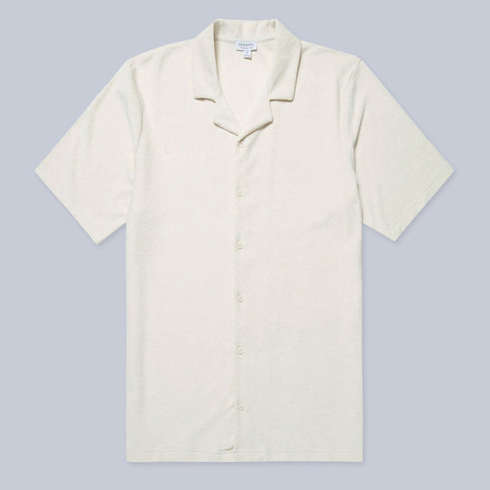 Ecru Towelling Camp Collar Shirt
