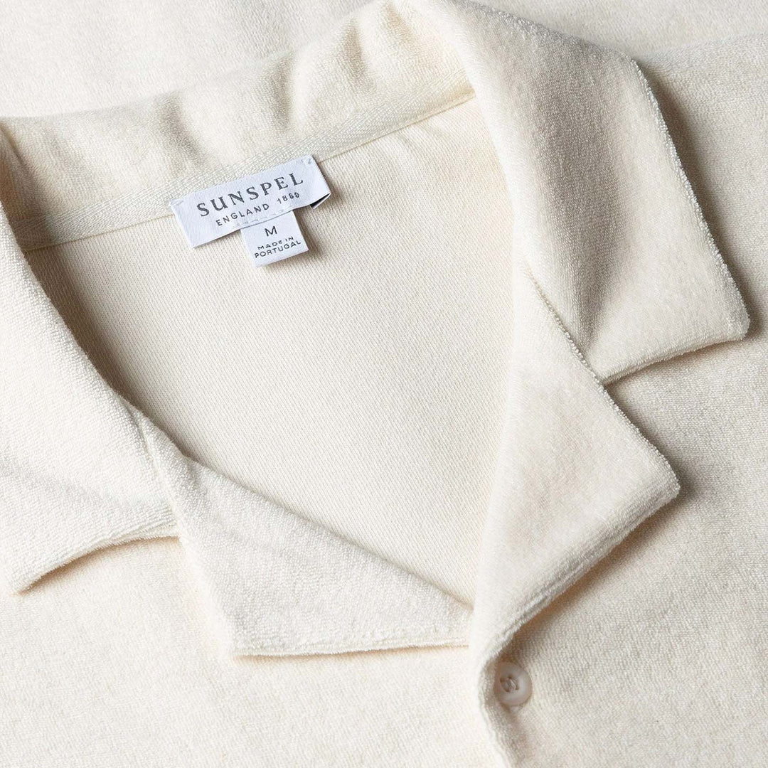 Ecru Towelling Camp Collar Shirt
