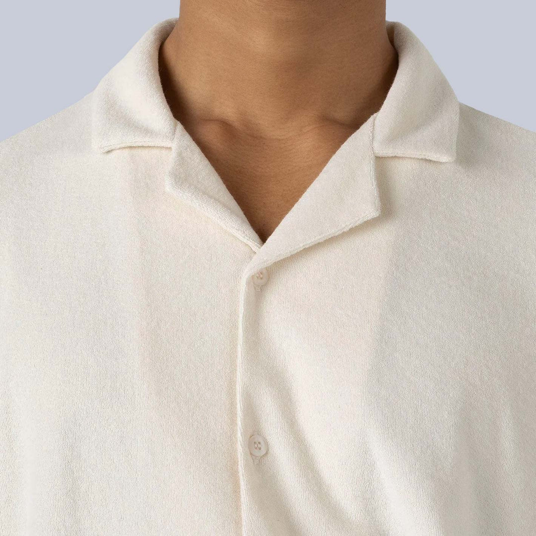 Ecru Towelling Camp Collar Shirt