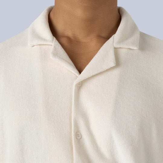 Ecru Towelling Camp Collar Shirt
