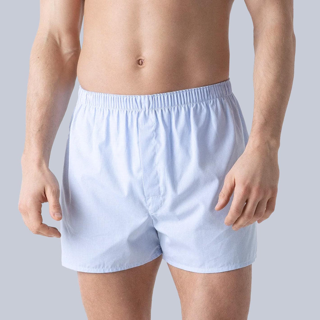 Light Blue Micro Gingham Boxer Shorts