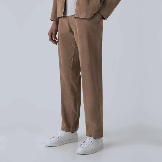 Light Brown Cotton Corduroy Chore Trousers