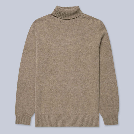 Light Brown Lambswool Roll Neck Sweater