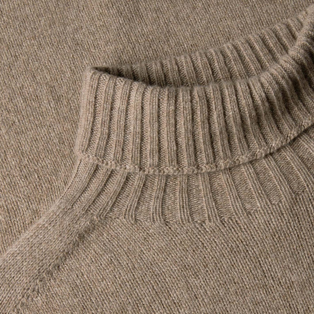 Light Brown Lambswool Roll Neck Sweater