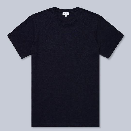 Navy Cotton Linen T‑shirt