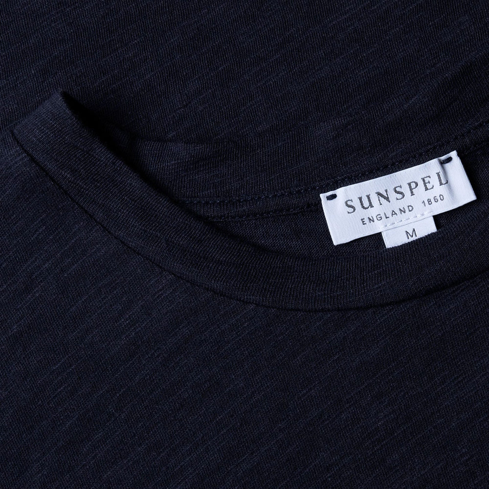 Navy Cotton Linen T‑shirt