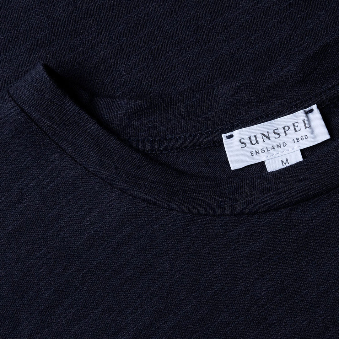 Navy Cotton Linen T‑shirt