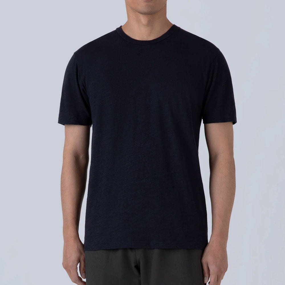 Navy Cotton Linen T‑shirt