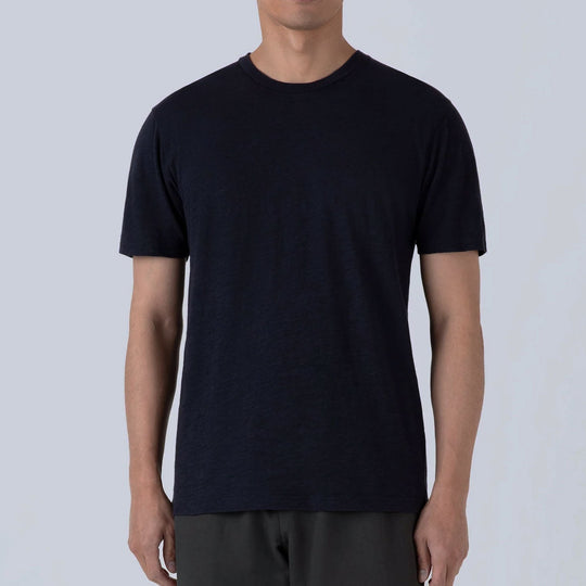 Navy Cotton Linen T‑shirt