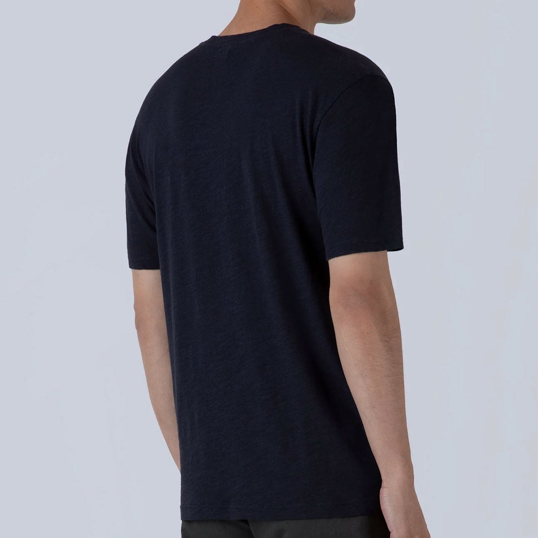 Navy Cotton Linen T‑shirt