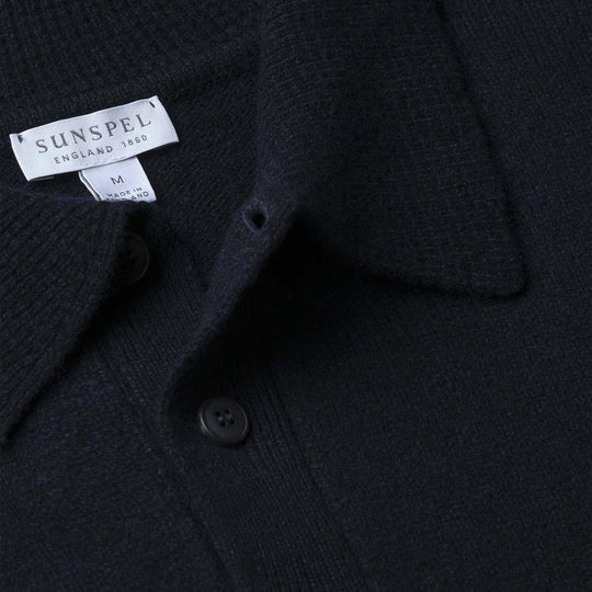 Navy Lambswool Polo Shirt