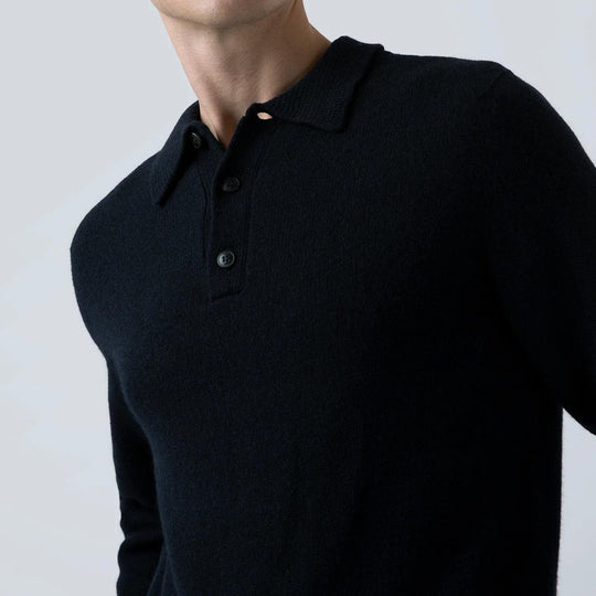 Navy Lambswool Polo Shirt