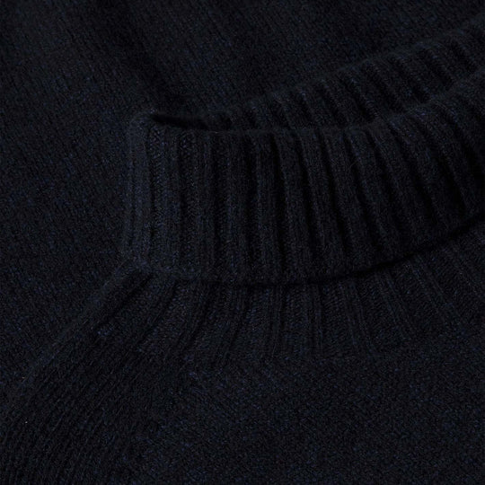 Navy Lambswool Roll Neck Sweater