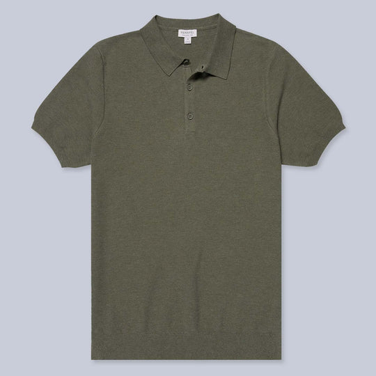 Olive Green Short Sleeve Fine Texture Polo Shirt
