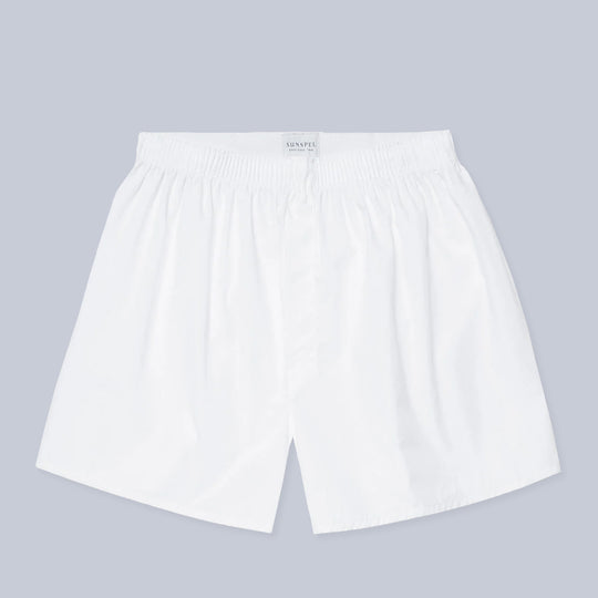 Sunspel White Cotton Boxer Shorts