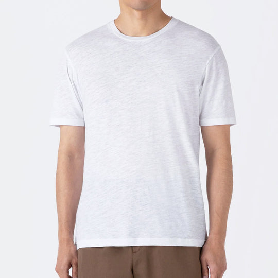 White Cotton Linen T‑shirt