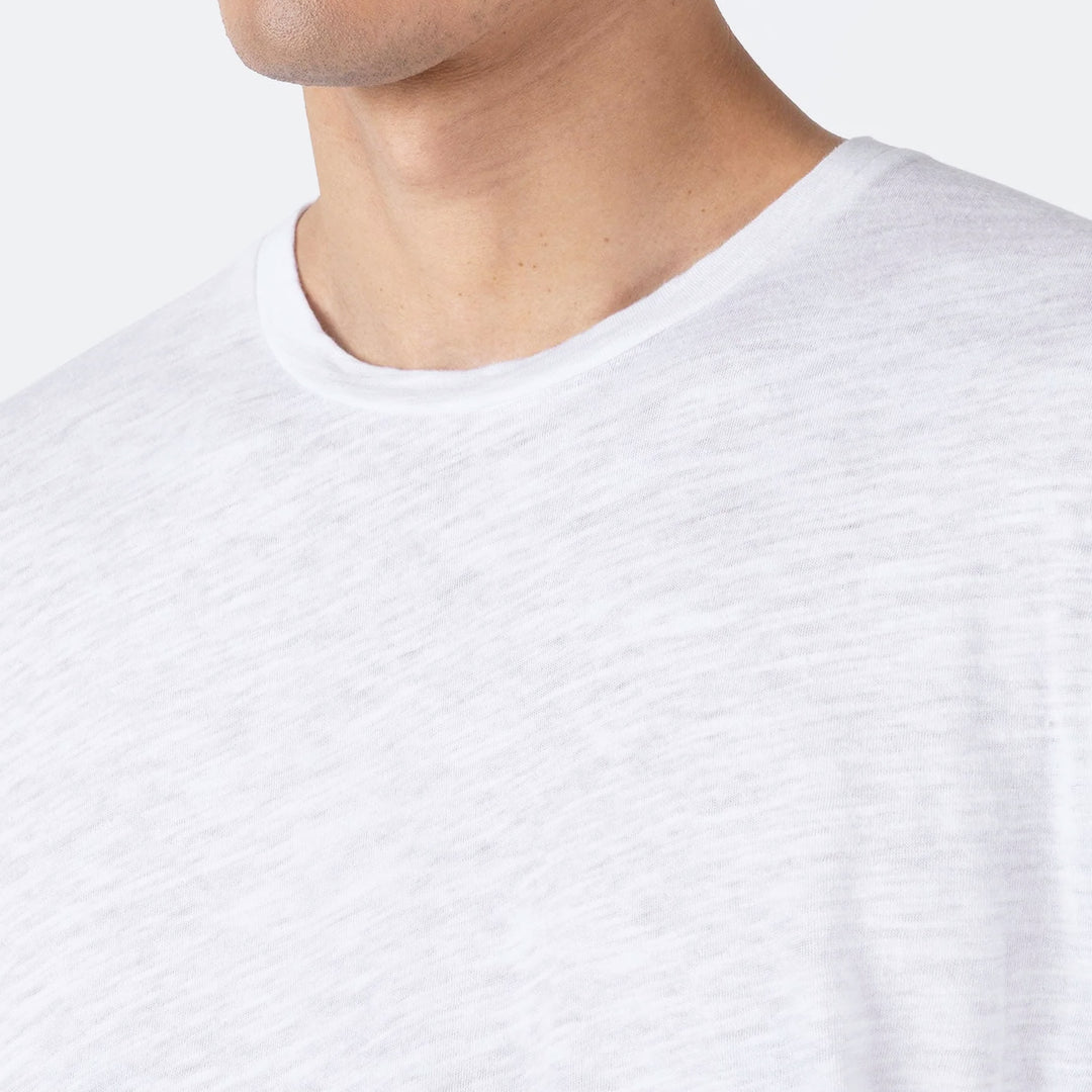 White Cotton Linen T‑shirt