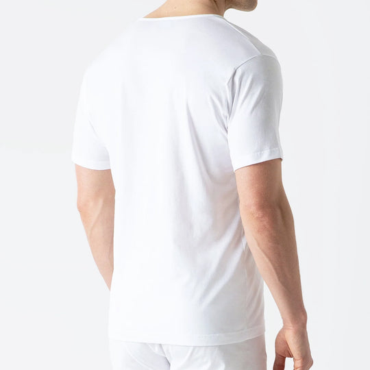 White Superfine Cotton Underwear V‑neck T‑shirt