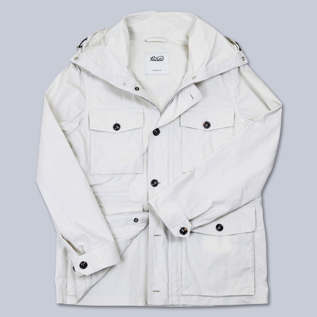 Ivory Japanese Cotton Hooded Field Jacket