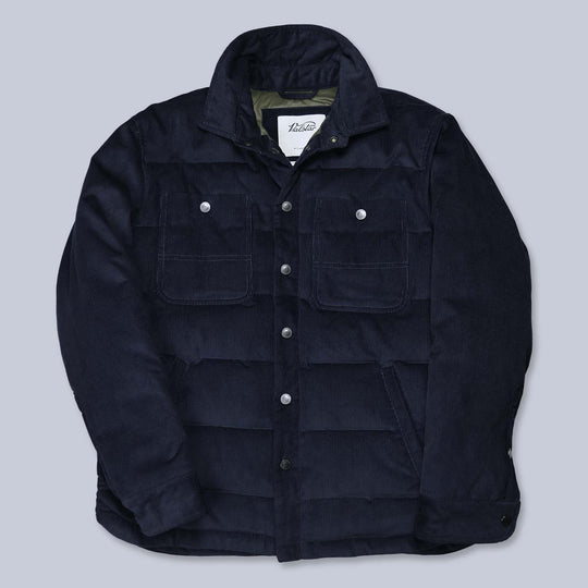 Navy Goose Down Padded Corduroy Jacket