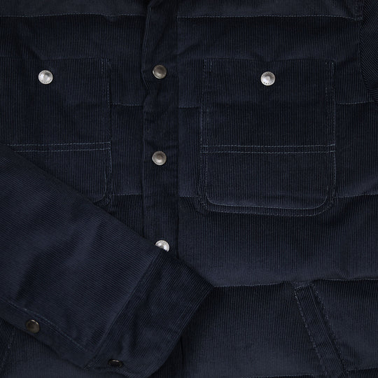 Navy Goose Down Padded Corduroy Jacket