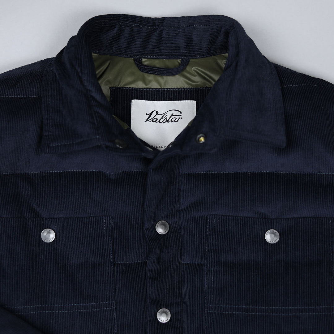 Navy Goose Down Padded Corduroy Jacket