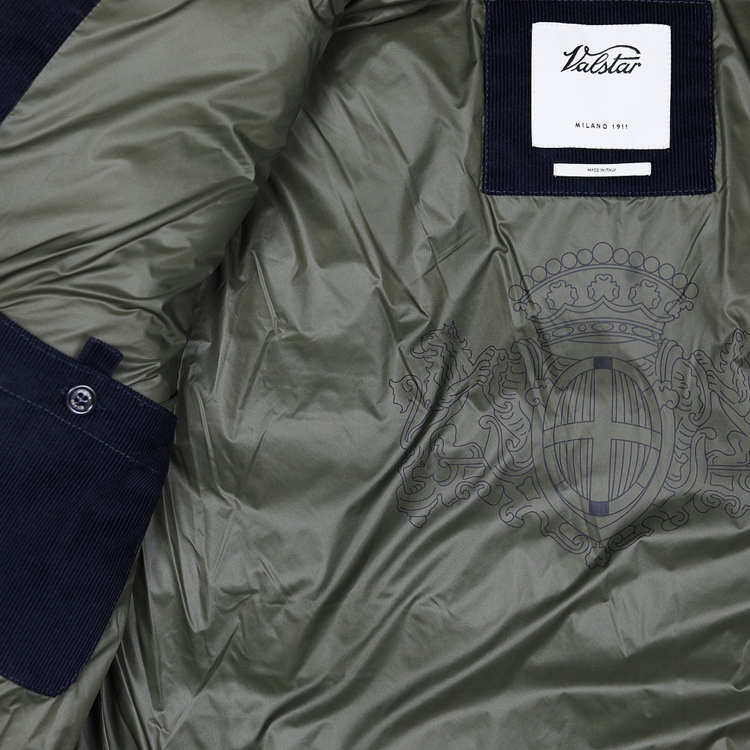 Navy Goose Down Padded Corduroy Jacket