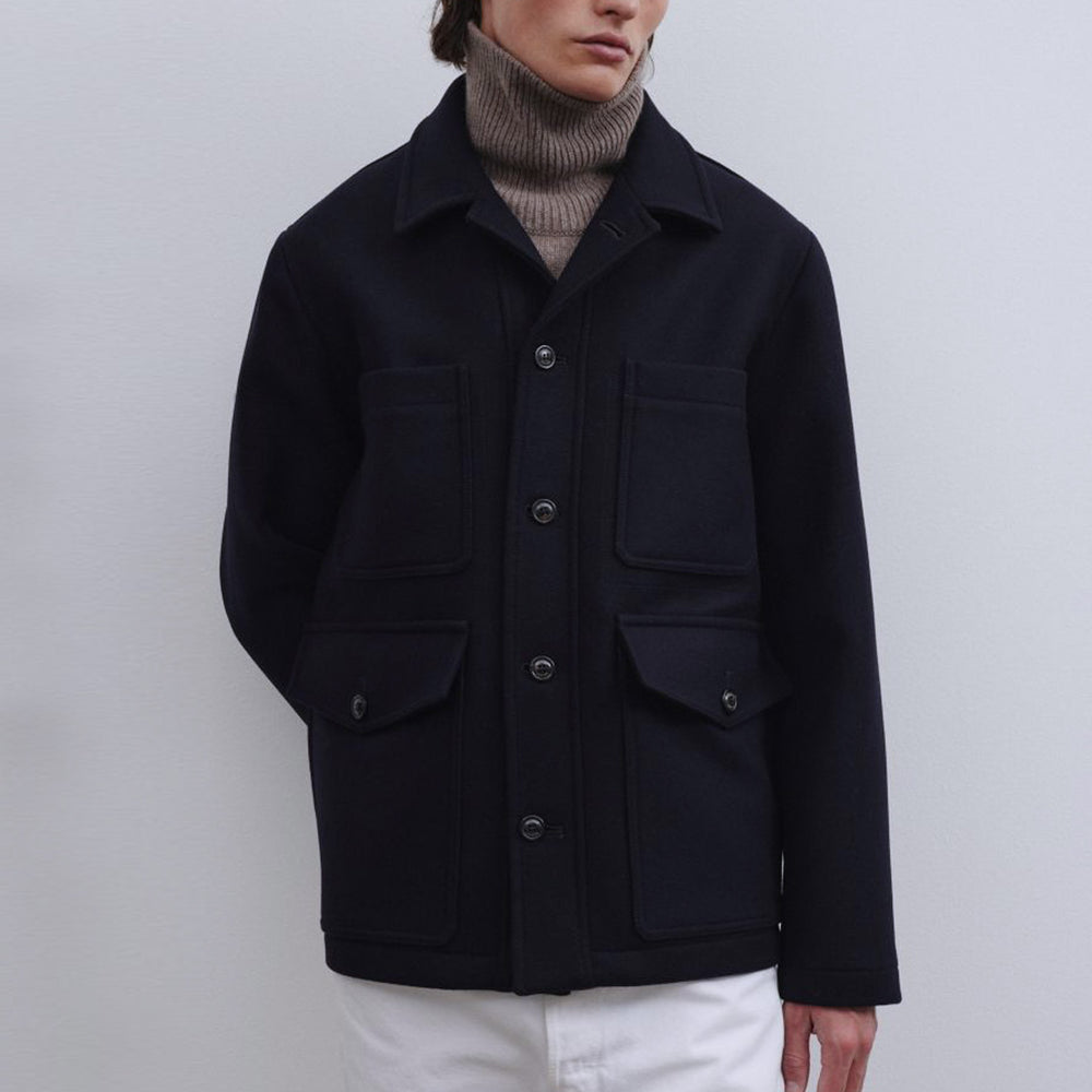 Navy Virgin Wool Work Jacket