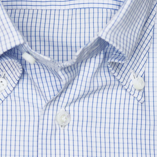 Blue White Checked Button Down Shirt