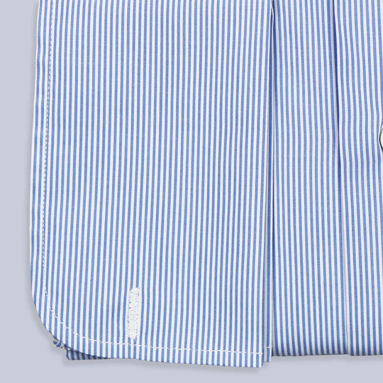 Blue White Striped Double Cuff Shirt