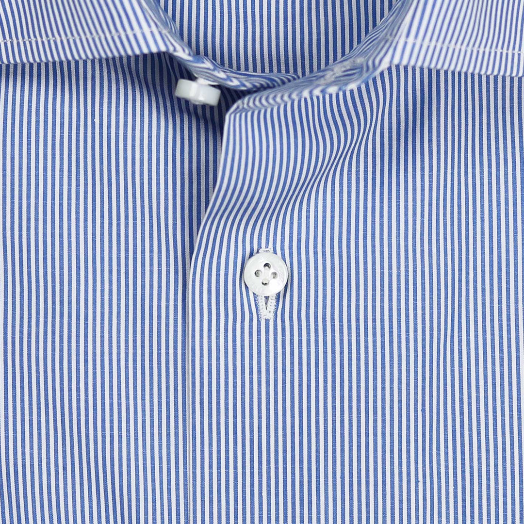 Blue White Striped Semi-cutaway Shirt