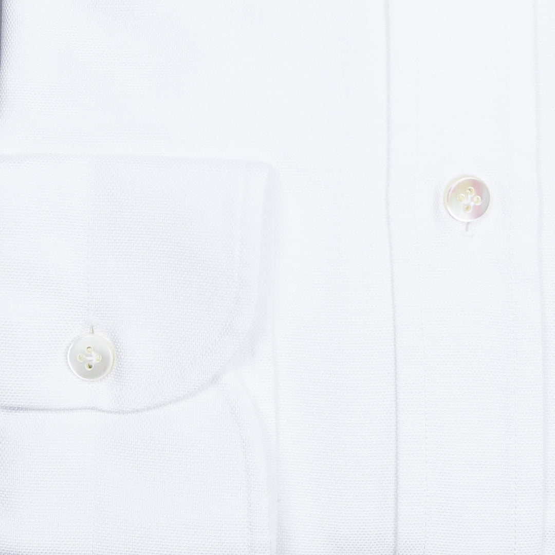White Regular Fit Washed Oxford Button Down Shirt