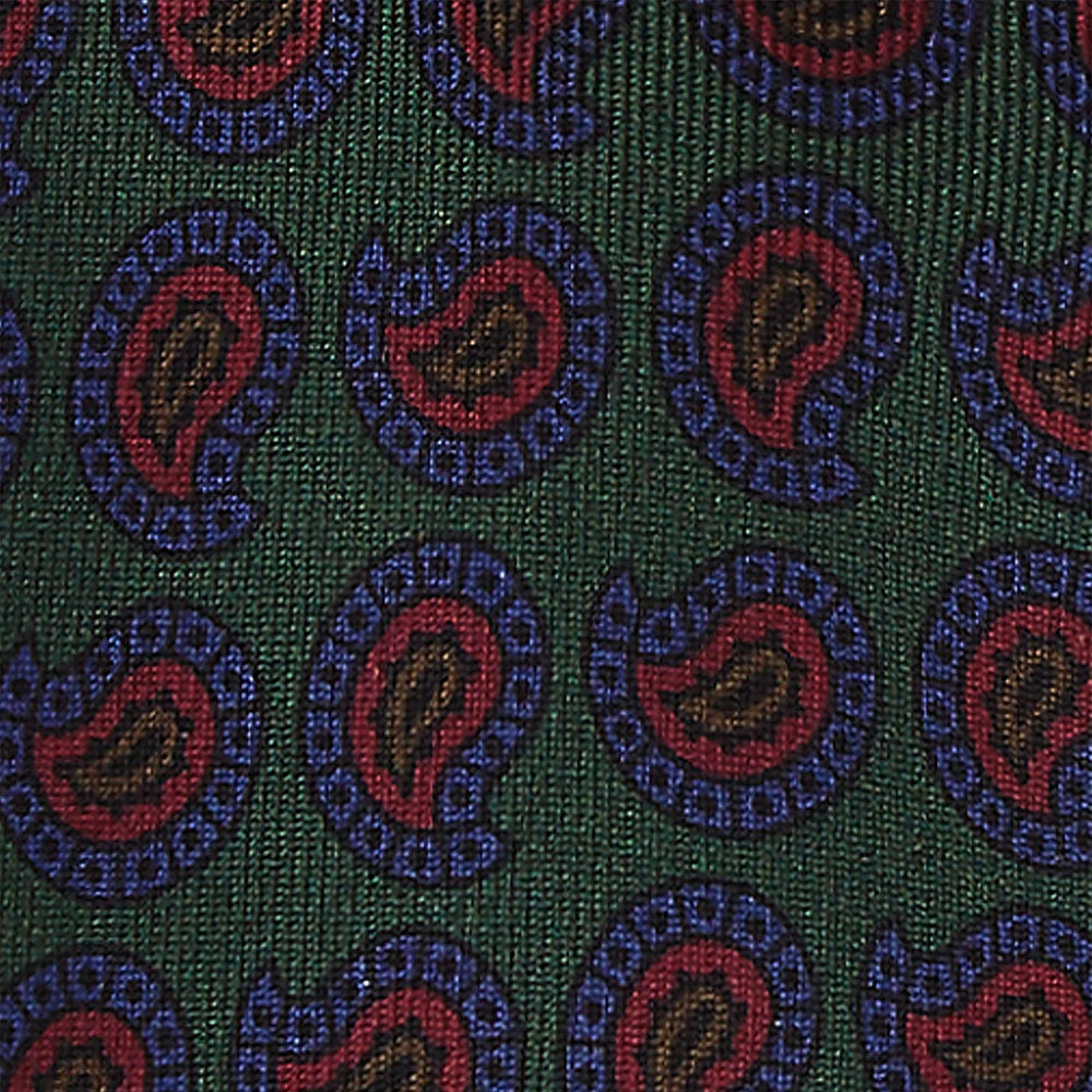 Forest Green Burgundy Paisley Silk Tie