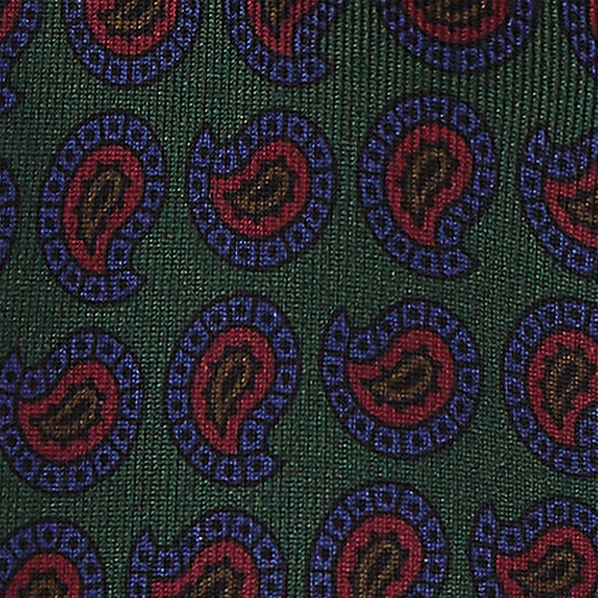 Forest Green Burgundy Paisley Silk Tie