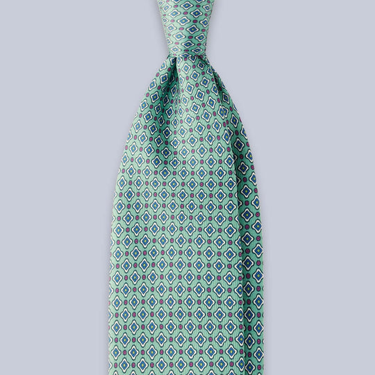Menthol Green Patterned Silk Tie
