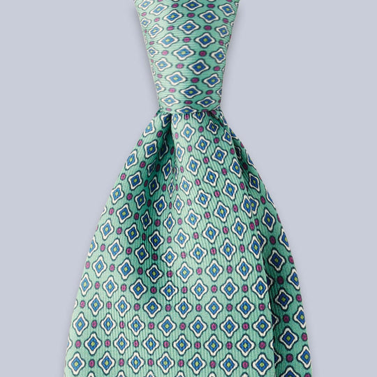 Menthol Green Patterned Silk Tie