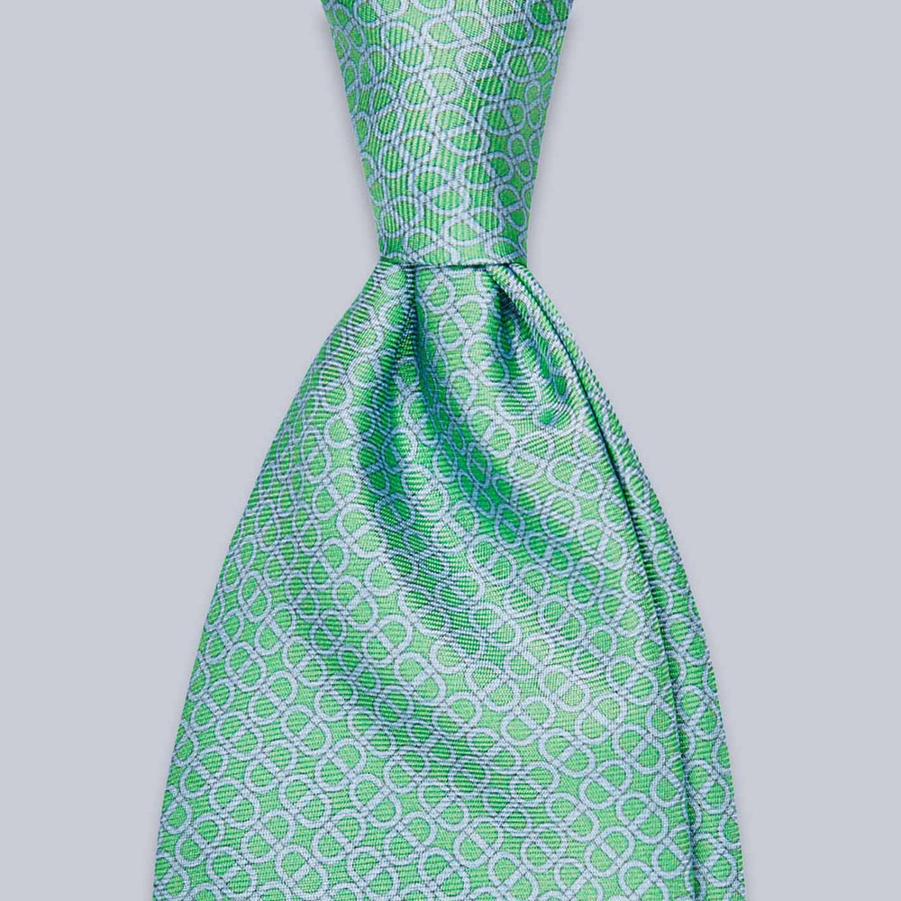 Mint Sea Geometric Maillon Silk Tie