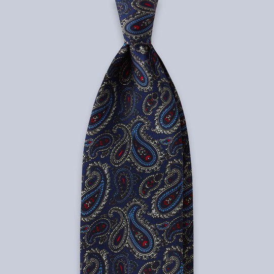 Navy Blue Paisley Silk Tie