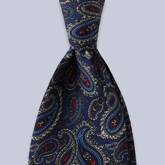 Navy Blue Paisley Silk Tie