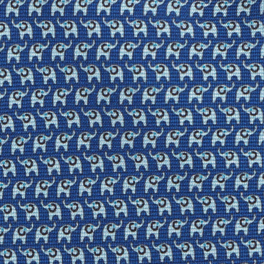 Navy Cyan Animal Printed Silk Tie
