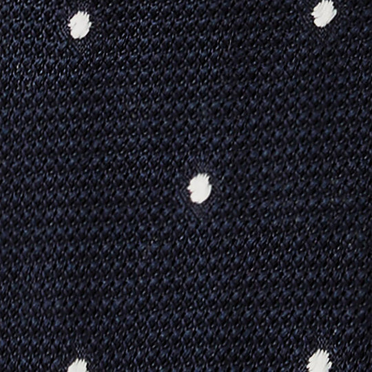 Navy White Polka Dot Grenadine Silk Tie