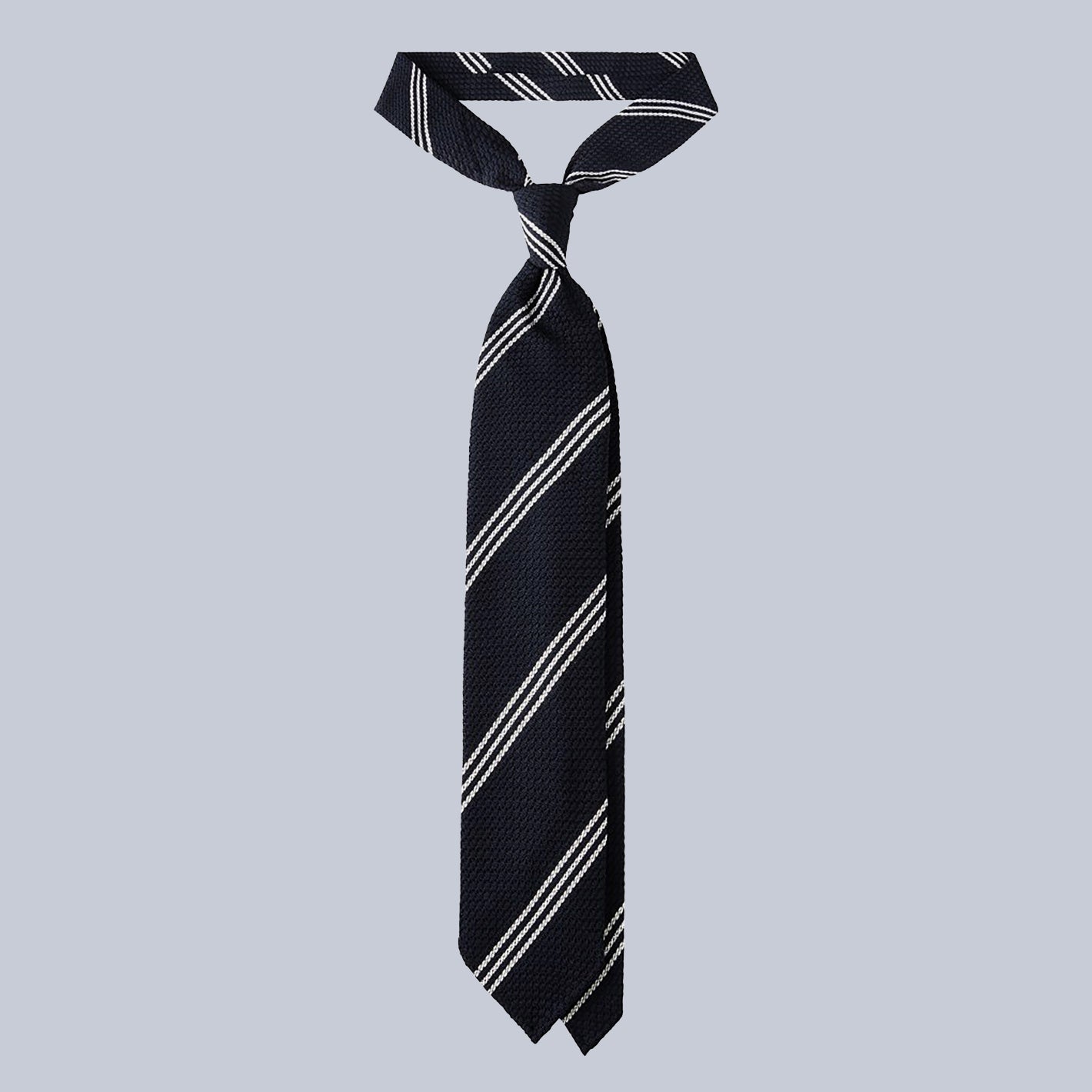 Navy White Striped Grenadine Silk Tie – Lund & Lund