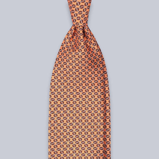 Orange Geometric Infiniti Chain Silk Tie