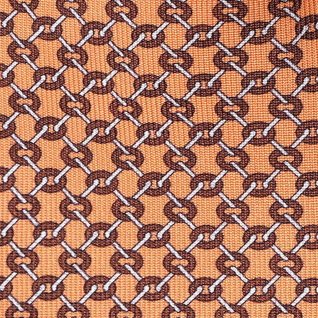 Orange Geometric Infiniti Chain Silk Tie