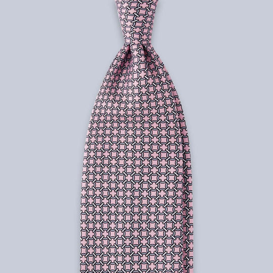 Pink Chain Patterned Silk Tie